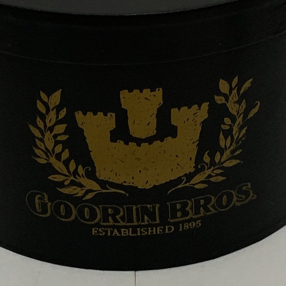 Vintage Goorin Bros Cardboard Hat Box Strap Storage Container Black Gold Logo - Picture 2 of 14